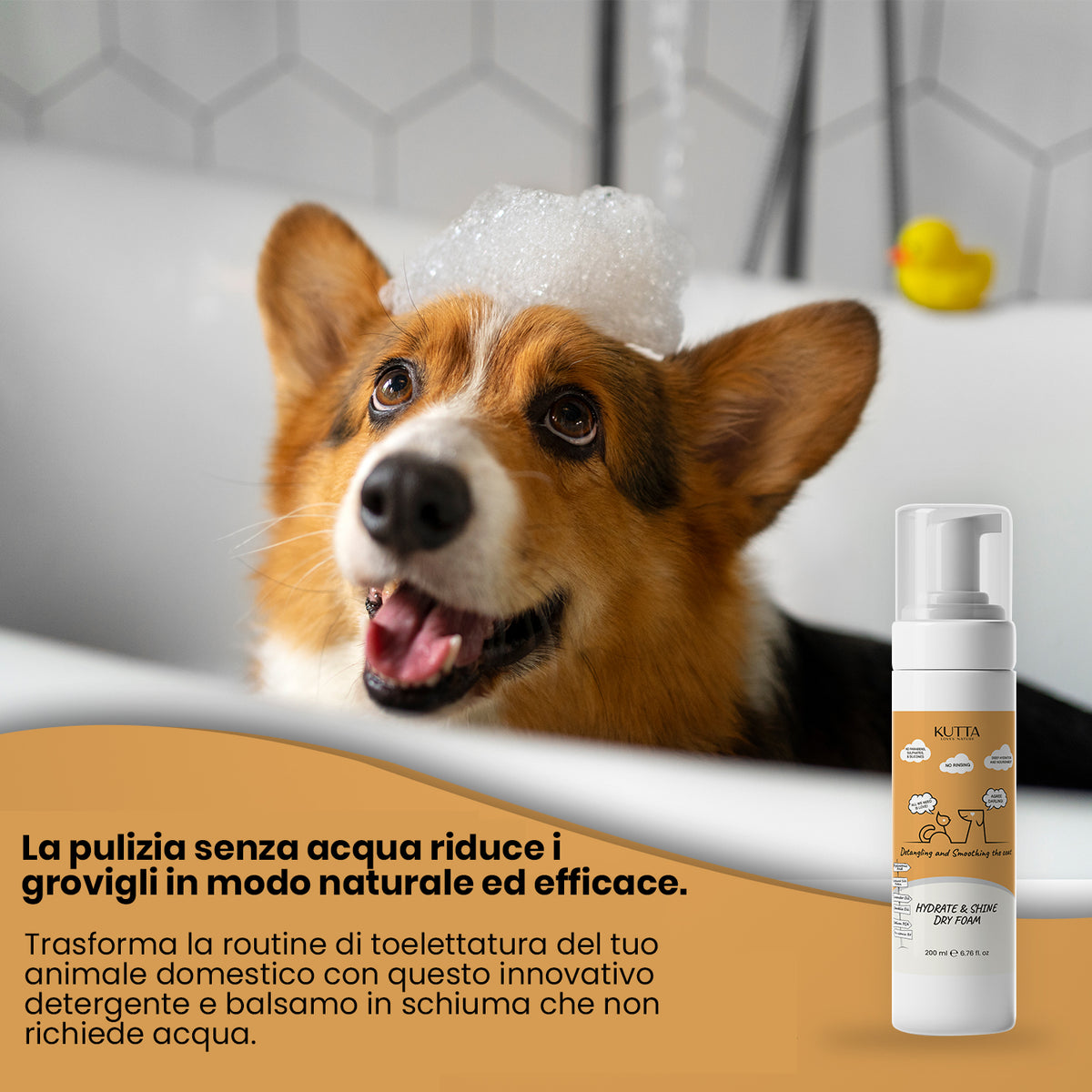 Bagnoschiuma a secco per cani Kutta lucidante